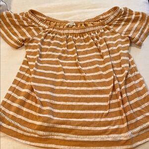 Maurices Brown and White Striped Off-Shoulder Blouse